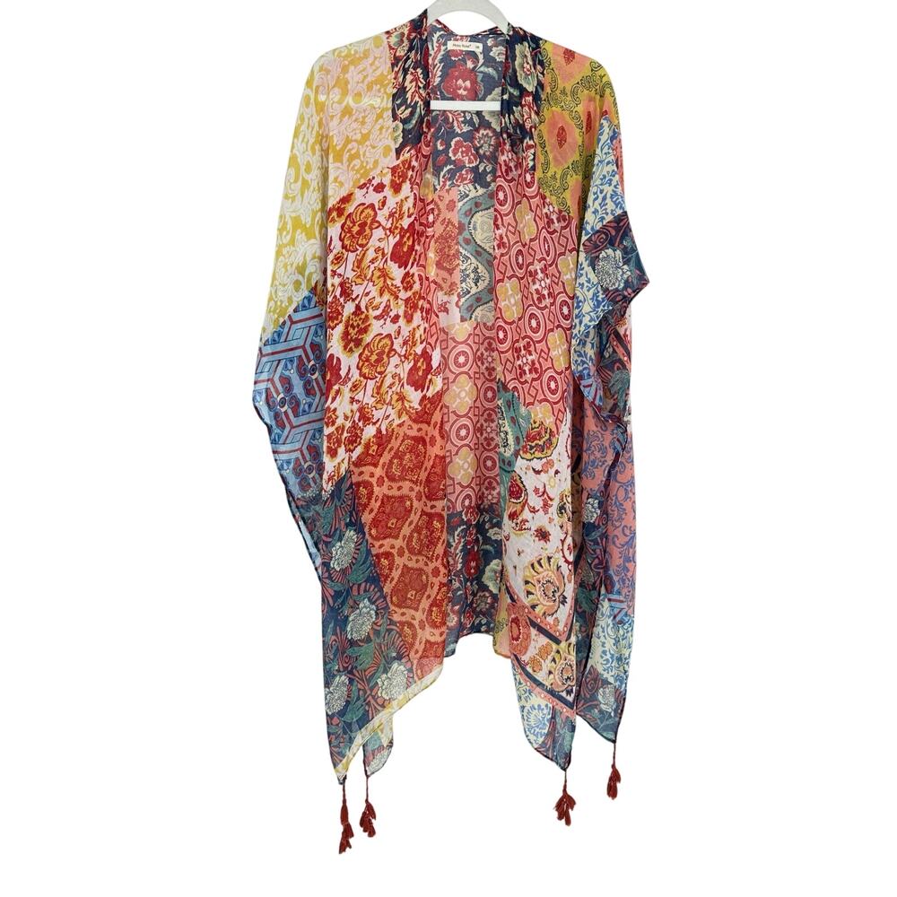 Moss Rose Womens Kimono Cover Up Gauze Cotton Colorful Summer Boho Festival - Picture 2 of 8